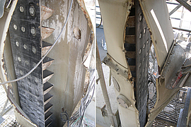 Explosionsschaden an einem Becherelevator