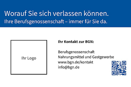 Versichertenkarte der BGN mit Logo-Platzhalter für Unternehmen