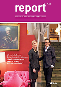 Titelseite report 3.2019 Hotels, Gaststätten und Schausteller