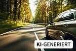 Das Auto fährt auf einer Landstraße mit Bewegungsunschärfeeffekt.